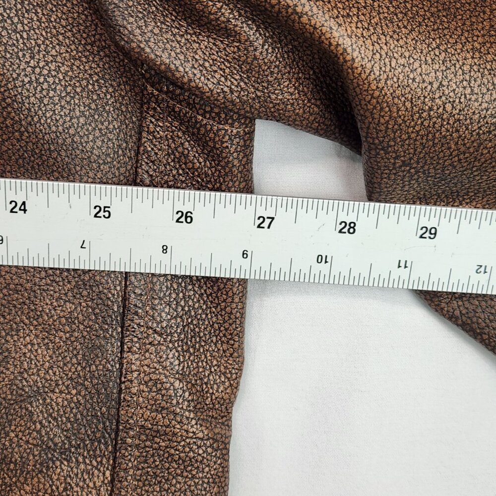 Vtg Browning Gold Brown Leather Jacket Men's XL TG Shoulder Patch Zip Logo - Picture 13 of 16